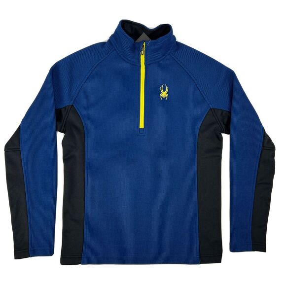 Spyder Sweater Mens Medium M Blue Black 1/2 Half Zip Outbound‎ Midweight NEW - Picture 1 of 13